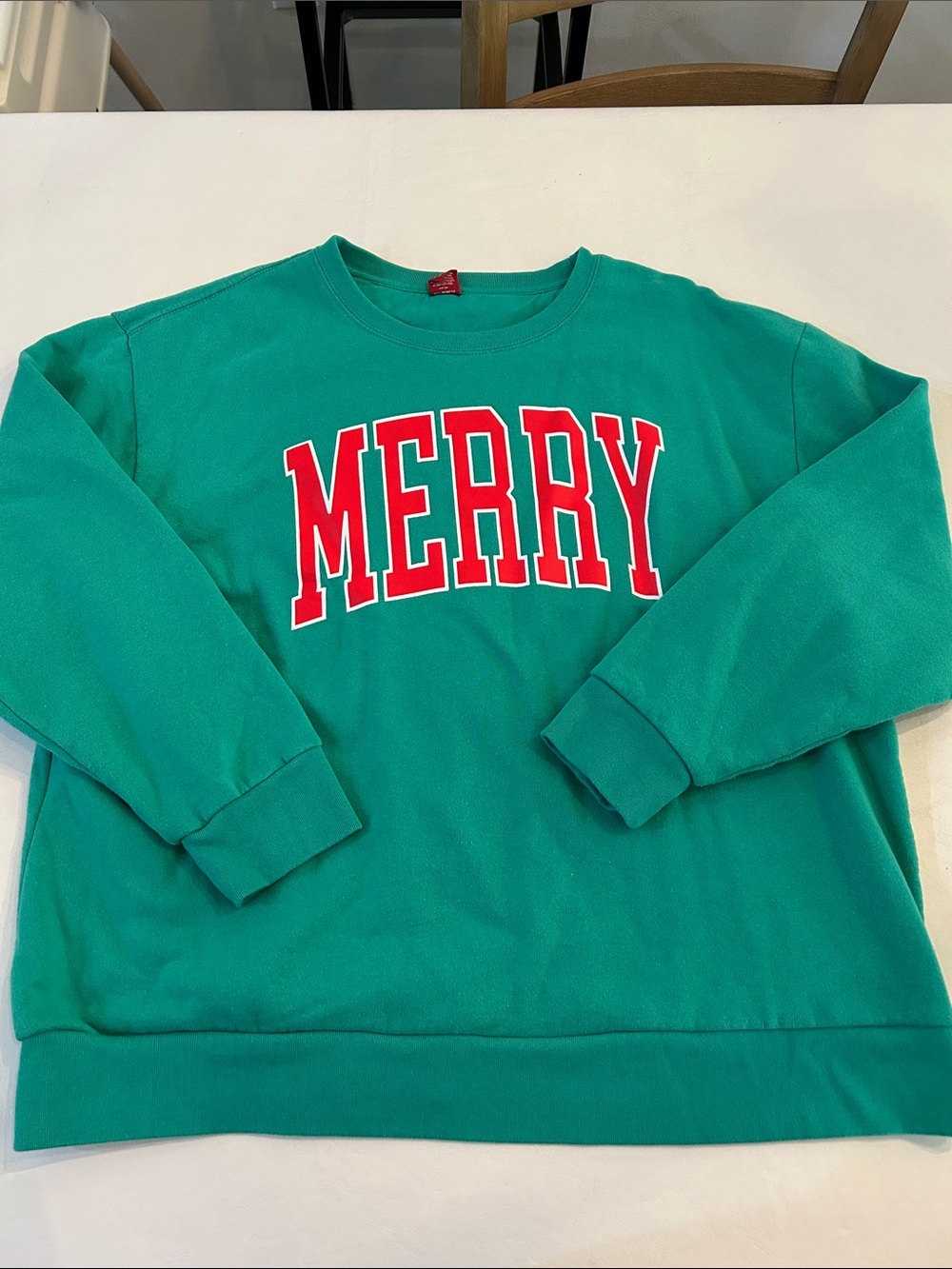 MERRY Green Crewneck Sweatshirt Holiday Pullover